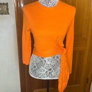 Orange ribbed wrap top